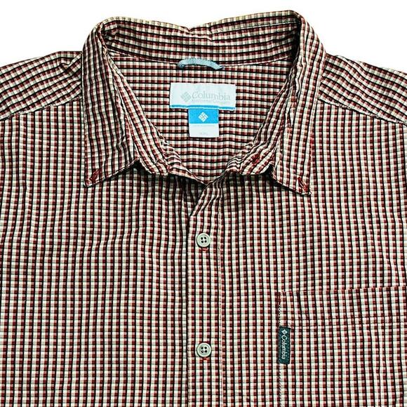 Columbia Sportswear Brown Red Black Plaid Long Sleeve Button-Down Shirt Mens XXL - Picture 1 of 8